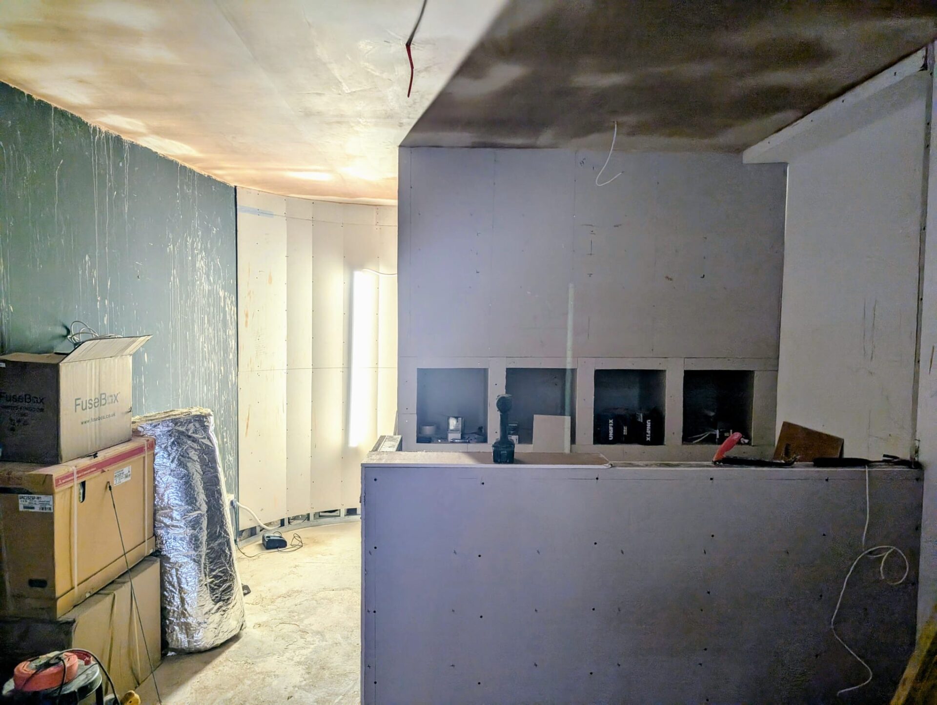 FROM SHELL TO SANCTUARY | Reception space in progress, soon to become the studio’s warm welcome.